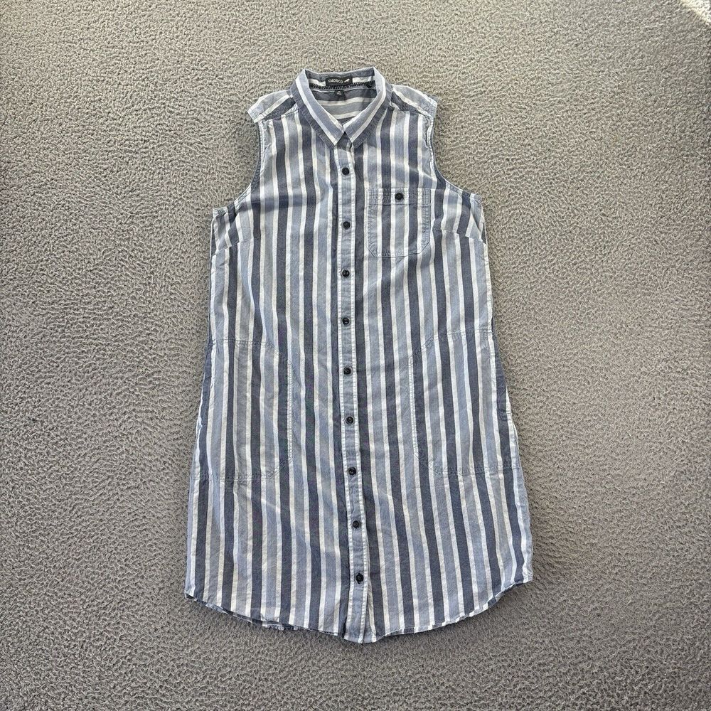 Toad & Co Dress Womens Medium Striped Sleeveless Pockets‎ Organic Cotton Blue
